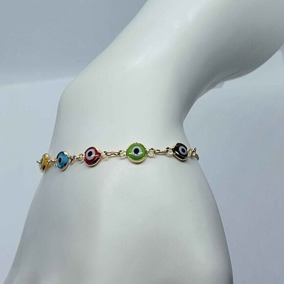Brazilian 18k Gold filled Adjustable Evil Eye Bracelet - Picture 4 of 7